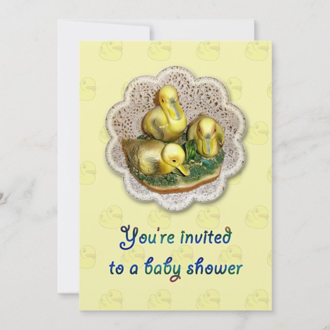 Ducklings Figurine Baby Shower Invitation (Front)