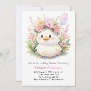 Ducklings in Bloom Baby Girl Shower Invitation