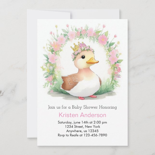 Ducklings in Bloom Girl Baby Shower Invitation (Front)
