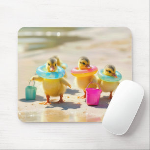 Ducklings With Beach Toys Mouse Pad