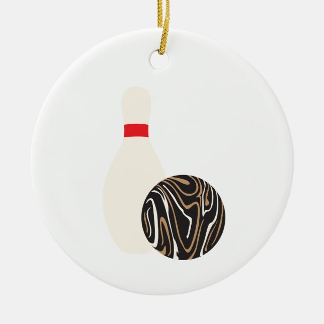 Duckpin Bowling Ball Ceramic Ornament (Front)