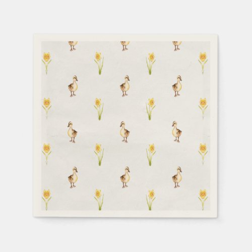 Ducks And Daffodils Quack into Spring  Napkins