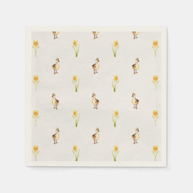 Ducks And Daffodils Quack into Spring  Napkins (Front)