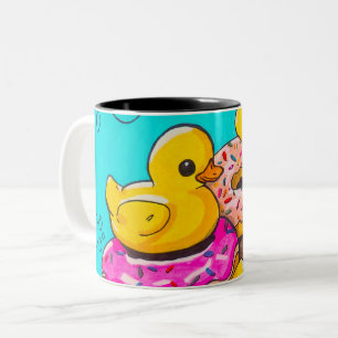 Ducks and Donuts Two-Tone Coffee Mug