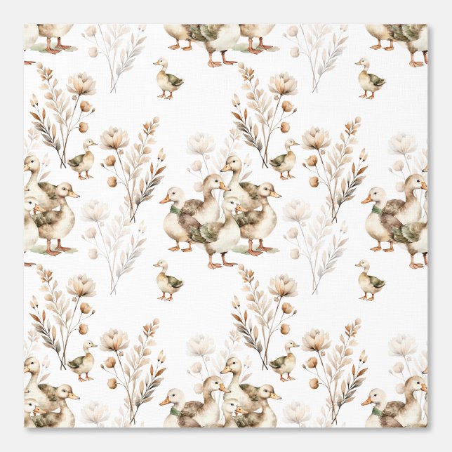 Ducks and Meadow Flowers Wallpaper (Front)