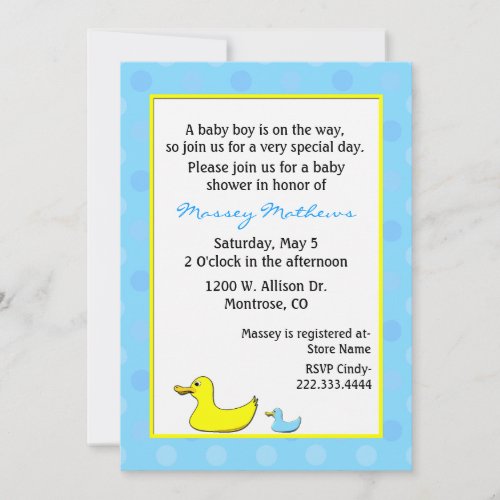 Ducks Baby Boy Shower Invitation