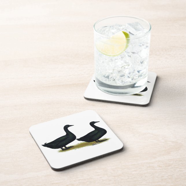 Ducks:  Black Cayugas Beverage Coaster (Right Side)