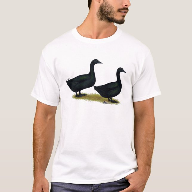 Ducks:  Black Cayugas T-Shirt (Front)