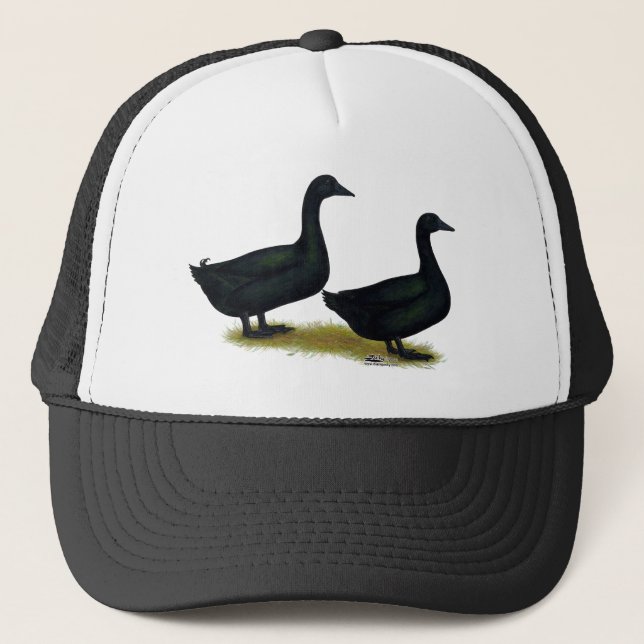Ducks:  Black Cayugas Trucker Hat (Front)