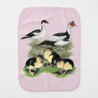 Ducks Black Pied Muscovy Family Baby Burp Cloth