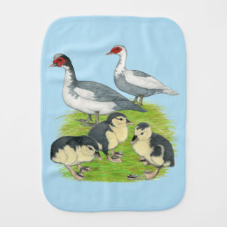 Ducks Blue Pied Muscovy Family Burp Cloth