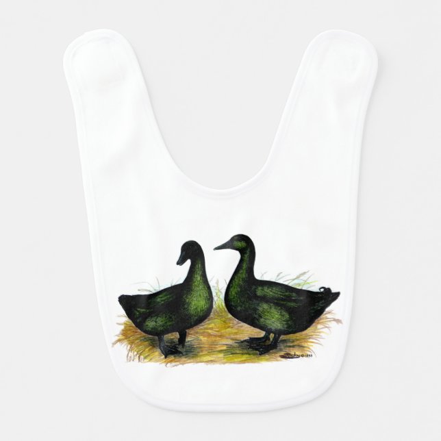 Ducks:  Cayuga Pair Baby Bib (Front)