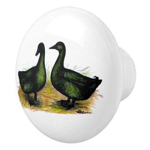 Ducks  Cayuga Pair Ceramic Knob