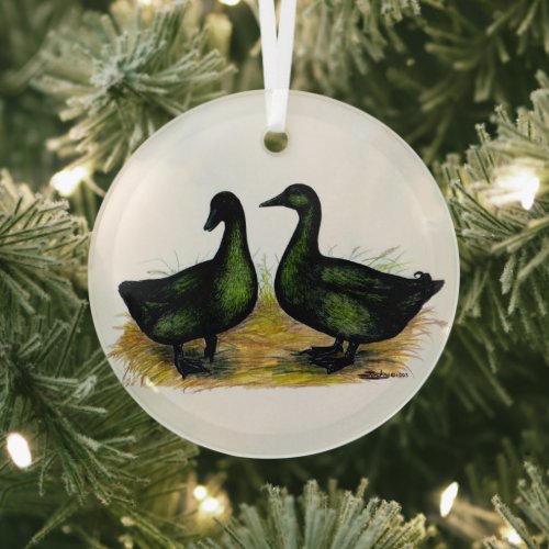 Ducks  Cayuga Pair Glass Ornament