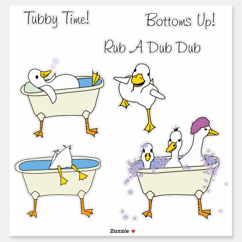 Ducks enjoying Tubby time in a webfooted tub humor Sticker