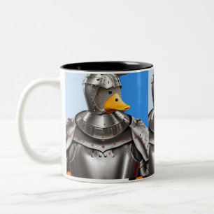 ducks fights  Two-Tone coffee mug