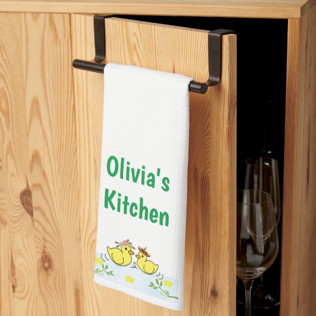 Ducks Floral Kitchen Hand Towel (Thirds Fold)