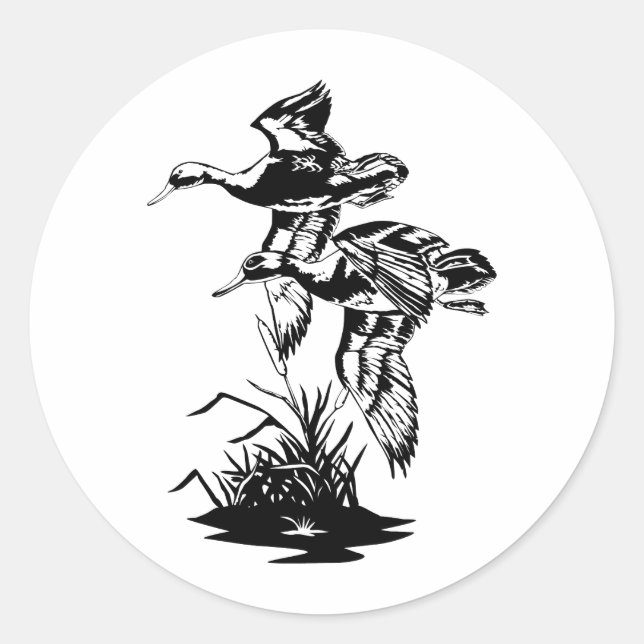 DUCKS FLYING CLASSIC ROUND STICKER (Front)