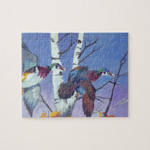 Ducks Flying in Fall Jigsaw Puzzle