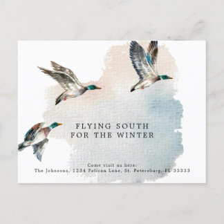 Ducks Flying South Temporary Change of Address Announcement Postcard