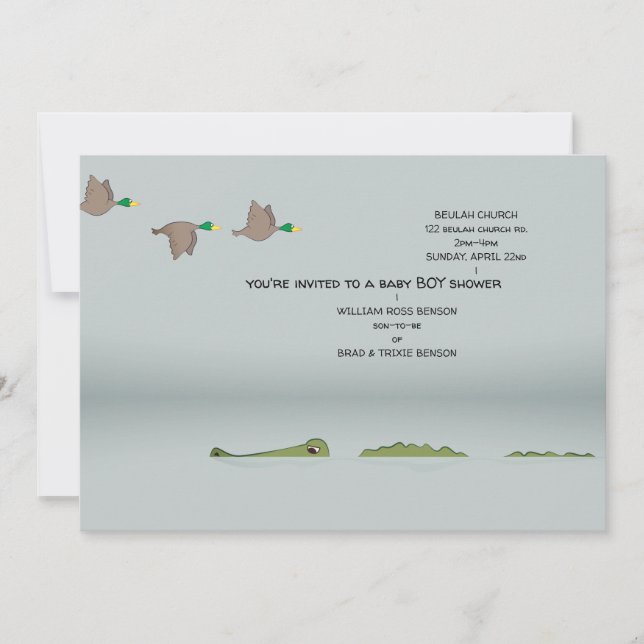 Ducks & Gator Cartoon Baby Shower Invitation (Front)