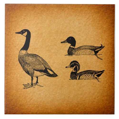 Ducks  Goose Vintage Art Ceramic Tile