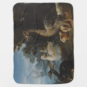 Ducks Guinea Pigs and a Rabbit in a Wooded Landsc Baby Blanket