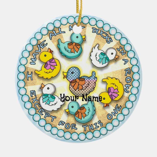 Ducks In A Row duck Ornament  (Front)