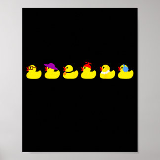 Ducks In A Row Funny Pun Dad Joke Cute Humor Rubbe Poster