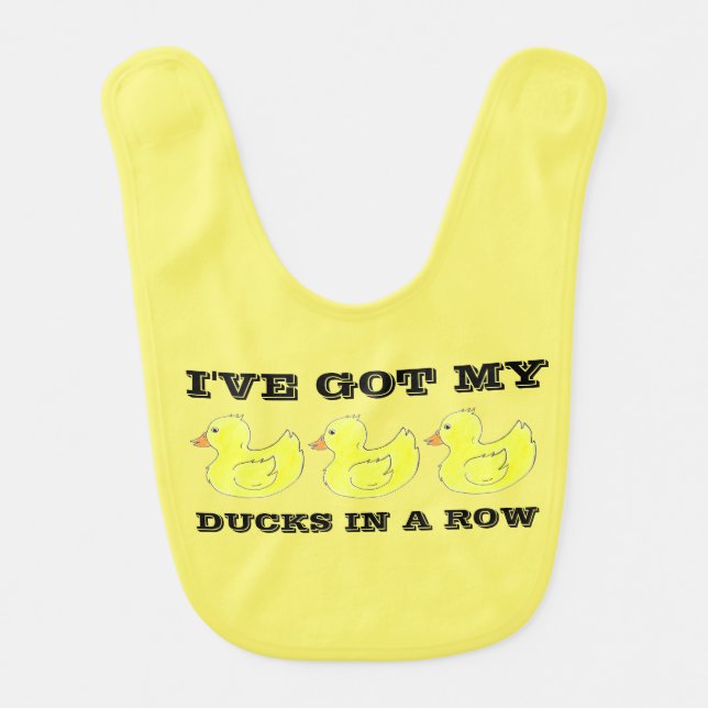 Ducks in a Row Yellow Rubber Bathtub Ducky Duckies Bib (Front)