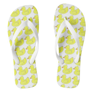 Ducks in a Row Yellow Rubber Duck Ducky Flip Flops