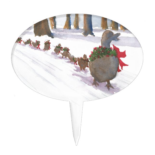 ducks in boston common during the winter holidays cake topper (Front)