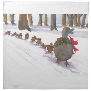 ducks in boston common during the winter holidays cloth napkin