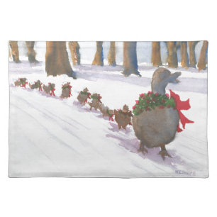ducks in boston common during the winter holidays placemat