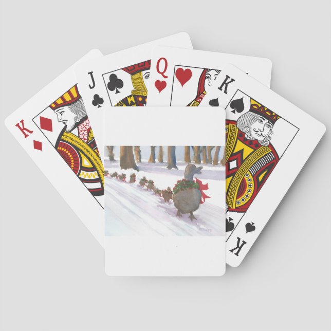 ducks in boston common during the winter holidays poker cards (Back)