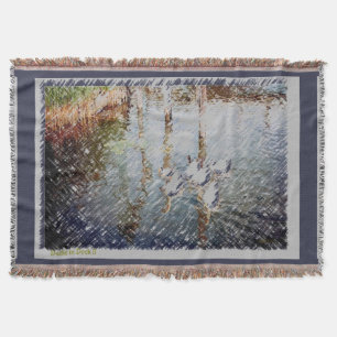 Ducks in Dock Throw Blanket