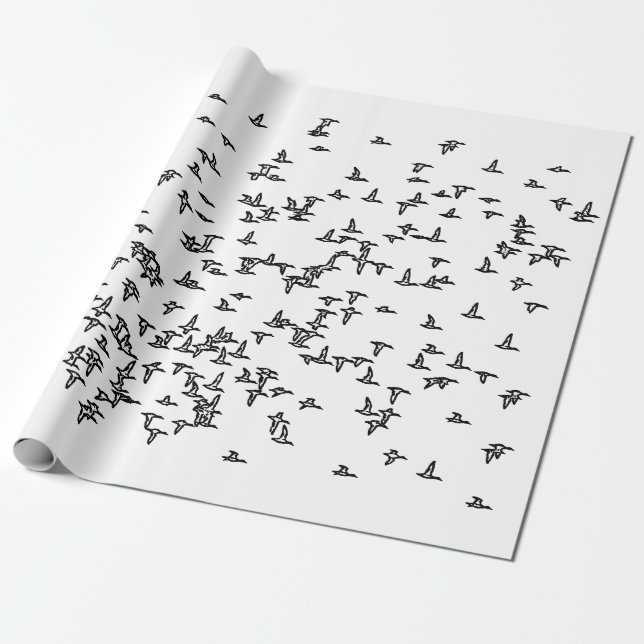 Ducks in Flight - Duck Hunting Art Wrapping Paper (Unrolled)