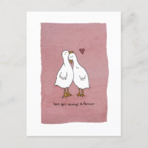 ducks in love forever postcard