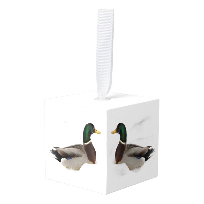 Ducks in Snow Animal Cube Ornament