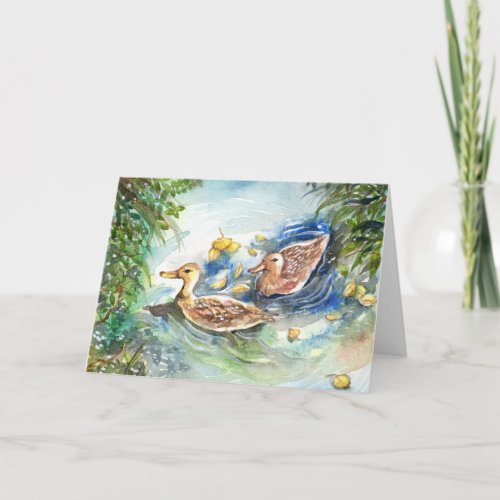 Ducks In The Pond Card