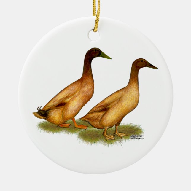 Ducks:  Khaki Campbell Ceramic Ornament (Front)