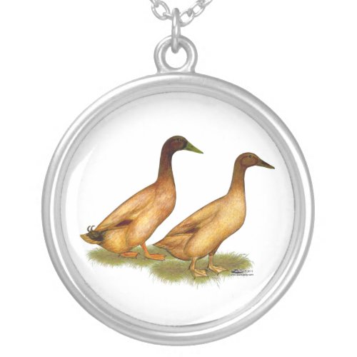 Ducks  Khaki Campbell Silver Plated Necklace