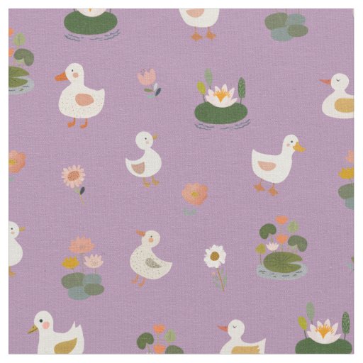 Ducks & Lily Pads on Light Purple Fabric