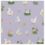 Ducks &amp; Lily Pads on Pale Gray-Purple Fabric