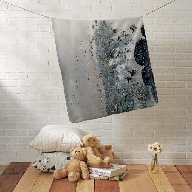 Ducks, Mallards and Swans on the lake at sunset Baby Blanket (In Situ)