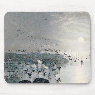 Ducks, Mallards and Swans on the lake at sunset Mouse Pad