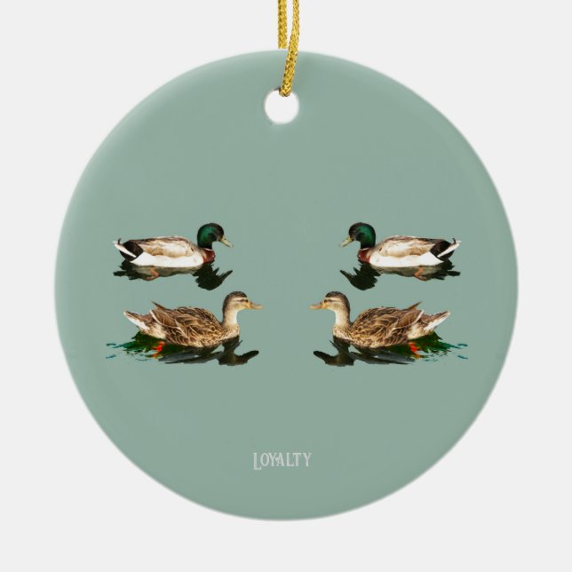 Ducks mallards ceramic ornament (Front)