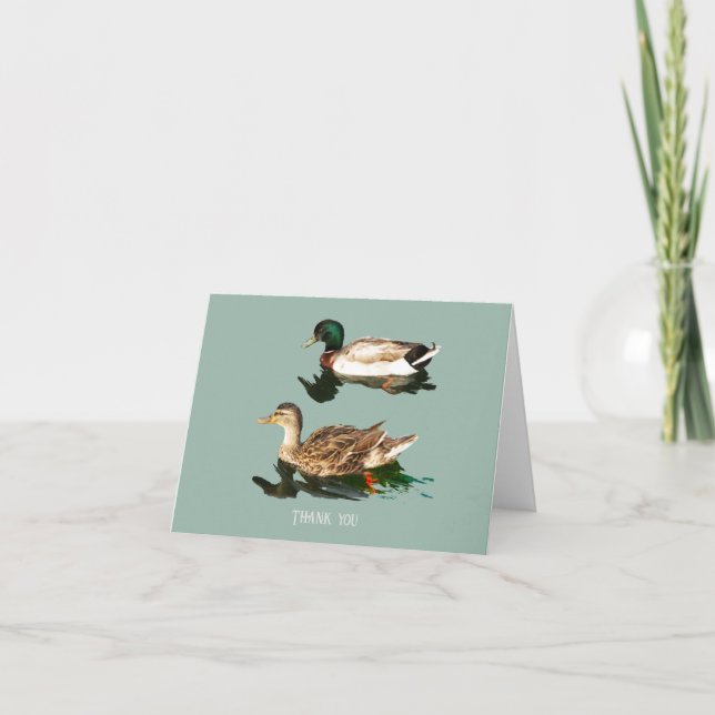 Ducks mallards letterpress thank you card (Front)