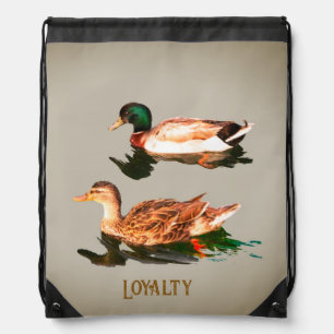 Ducks mallards. Loyalty Drawstring Bag