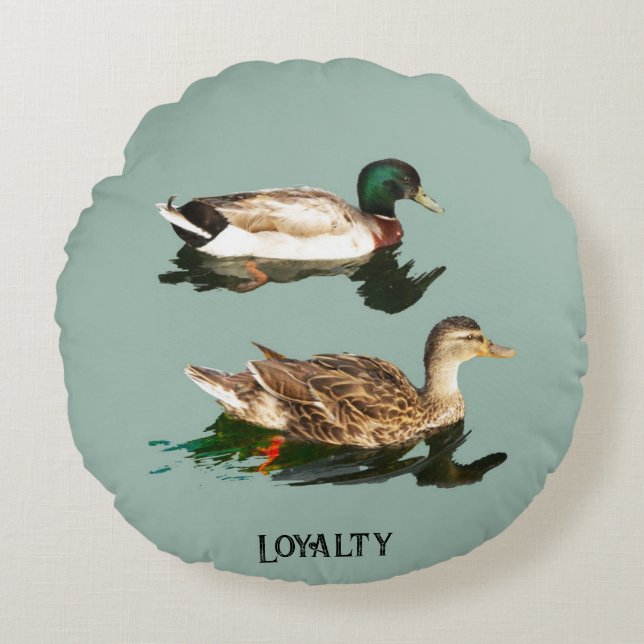 Ducks mallards round pillow (Front)